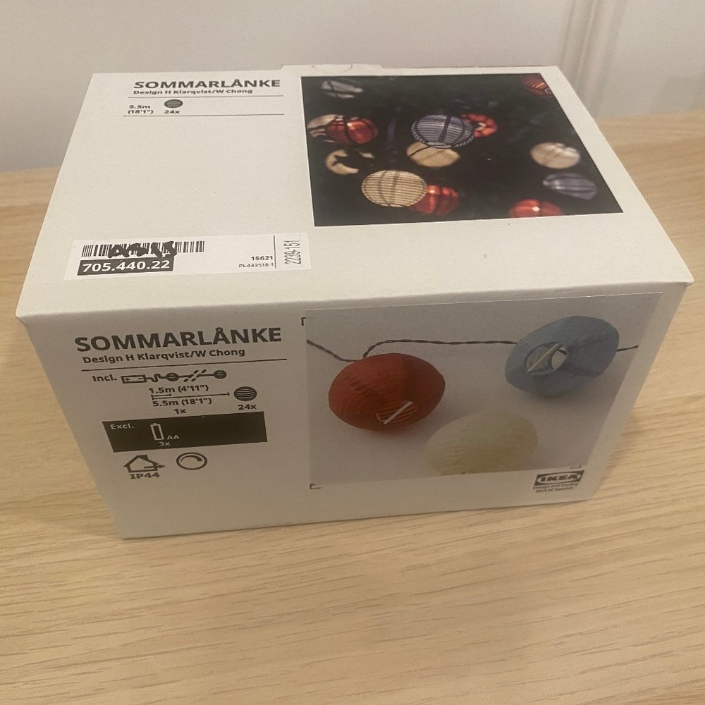 New in Box IKEA SOMMARLÅNKE LED Christmas String Light With 24 Lights 705.440.22